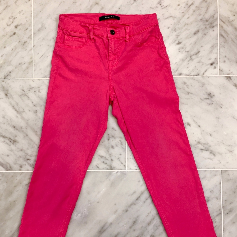 J BRAND 835 Wildflower Pink Sateen Ankle Jeans 26